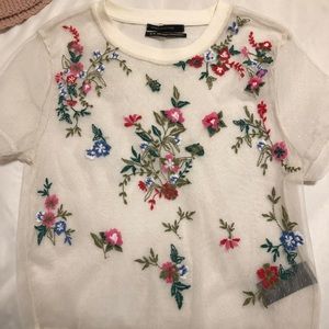 Urban outfitters floral mesh top
